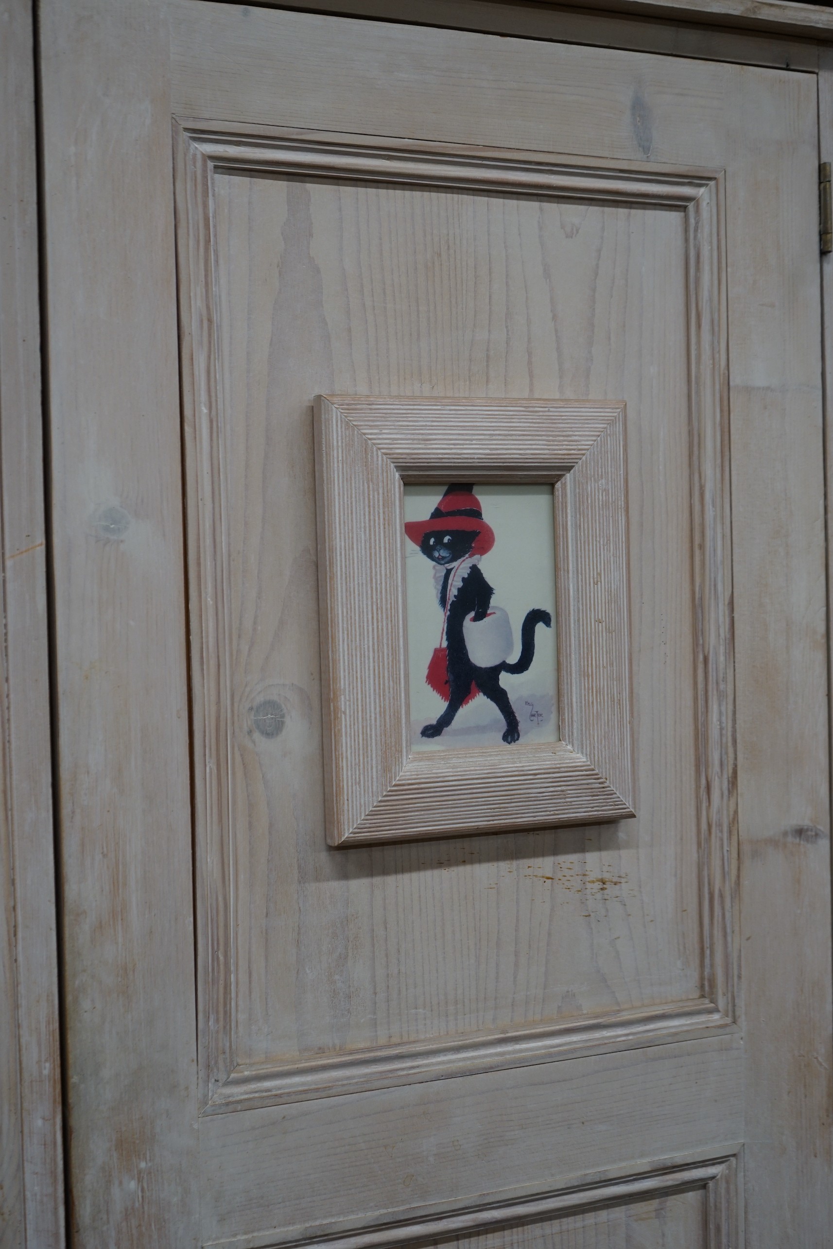 A Victorian style painted pine hall cupboard, width 59cm, depth 37cm, height 183cm